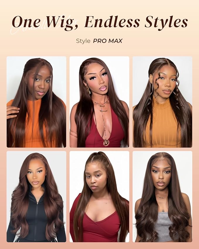 Arabella 13x6 Chocolate Brown Lace Front Wig 210% Brown Glueless Wig Human Hair Real HD Lace Front Wig True Pre Plucked Pre Bleached Pre Cut Glueless Wig (26inch,13x6 Chocolate Brown Straight wig)