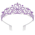 Didder Silver Tiaras and Crowns for Women - Light Purple Crystal Princess Headbands for Bridal, Wedding, Prom, Birthday Parties