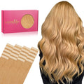 WENNALIFE Tape in Hair Extensions Human Hair, 20pcs 50g 14 inch Strawberry Blonde Remy Hair Extensions Straight Human Hair Tape in Extensions Skin Weft Tape Extensions Human Hair