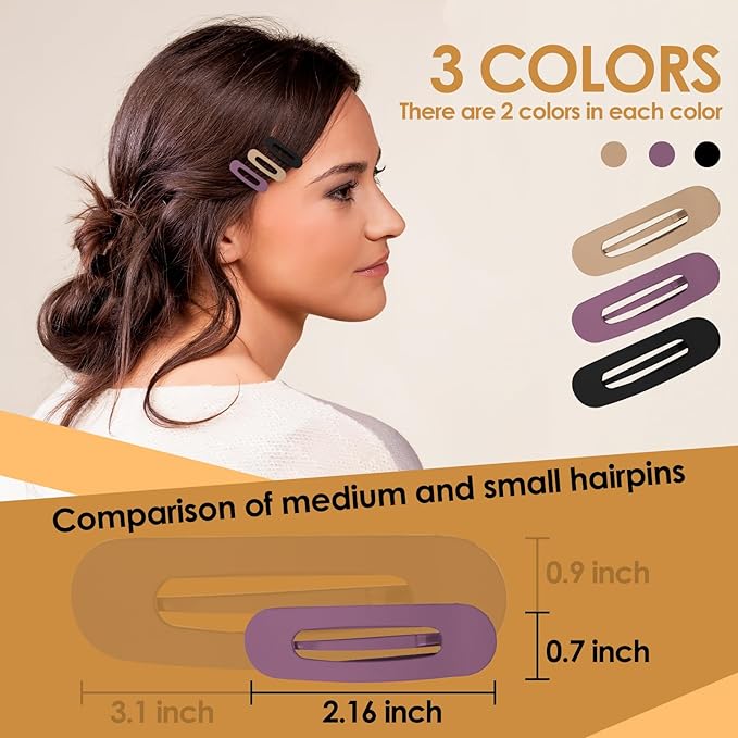 Small Flat Hair Clips for Women Lay Down Clips for Thin Hair Accessories 2.16 Inch 6pack