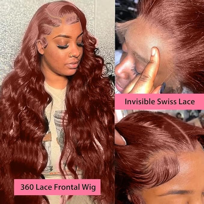 32 Inch Ginger Wig Human Hair 13X4 HD Transparent Lace Front Wigs Human Hair Pre Plucked with Baby Hair Chestnut Brown #33 Human Hair Wigs For Women