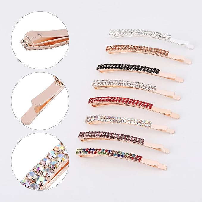 18 Pieces Rhinestone Bobby Pins Crystal Hair Clips Hair Pin Sparkling Hair Barettes Sytling Decorative Accessories for Women and Girls