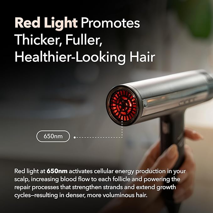 SRILabs DryQ ‘Smart’ Hair Dryer – Super Lightweight, Foldable – Powerful, Quiet Motor – Infrared & Ionic Technology – 3 Magnetic Attachments – Heat Control with Locking Switch