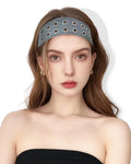 Grommet Headband for Women, Light Grey 23cm Hollow Out Elastic Hair Band, Eyelets Punk Grunge Stylish Hairband