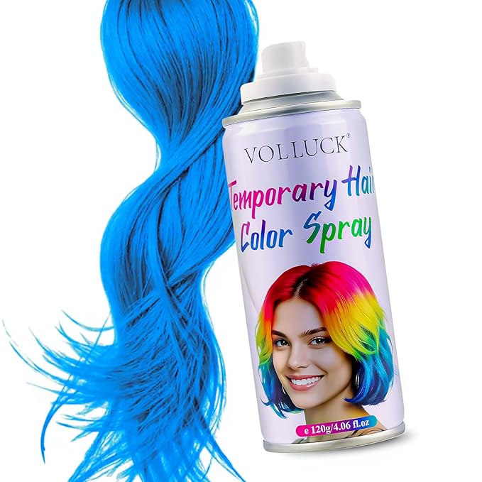 Blue Hair Spray Temporary, Hair Color Spray 1-Day Hair Dye Colored for Kids Women Men, Hair Wax Color Washable, Hair Paint Spray for Halloween Party Fast-Drying, Non-Sticky 4.06 Fl Oz