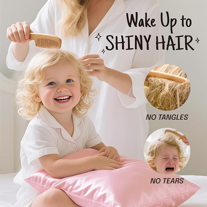 OLESILK 100% Mulberry Silk Toddler Pillowcase for Hair and Skin, Both Sides 19 Momme Pure Natural Silk Travel Pillow Cases with Hidden Zipper, 13"x 18", Coral Pink