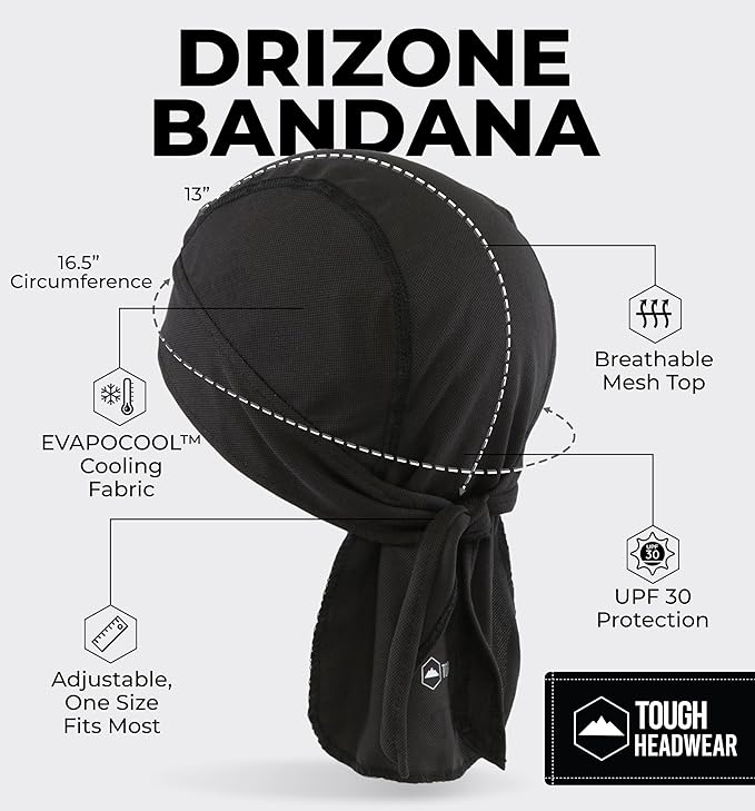 Cooling Helmet Liners - Do Rag Skull Caps for Men - Cooling Head Wraps, Hard Hat Liner - Motorcycle Pirate Bandana