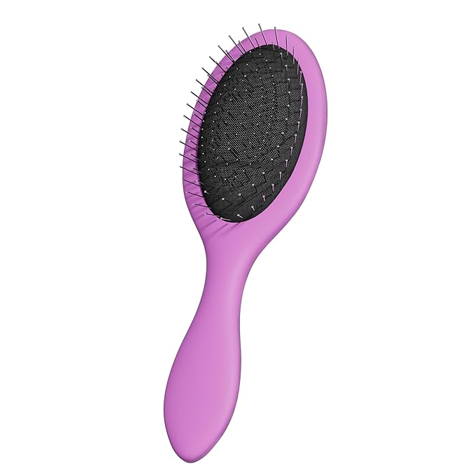 WeiLa Anti-Static Hair Brush Oval, Stainless-Steel Bristles Detangler for Wigs & Hair, ABS Handle (Rose, Regular)