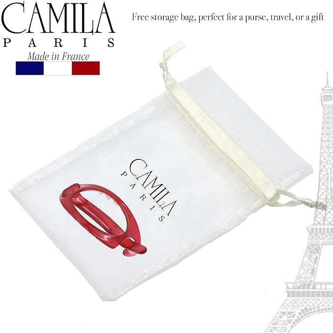 Camila Paris CP3118 French Hair Barrette Clip, Flexible Ponytail Holder No Metal Parts, Strong Hold Grip Hair Clips for Women, No Slip and Durable Styling Girls Hair Accessories, Made in France