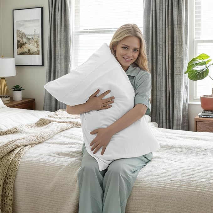 TELUS Pillow Cases Queen Size 2 Pack, Bamboo Rayon & Lyocell Pillowcase with Envelope Closure, Cooling Breathable Pillow Cover for Hot Sleeper & Night Sweats, 20x30 inch, Ivory White