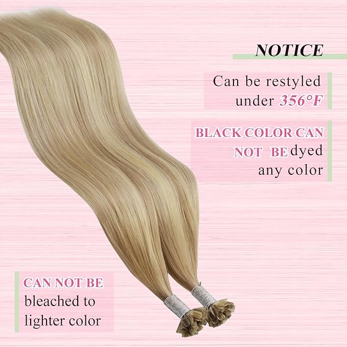 YoungSee U Tip Hair Extensions Highlight Golden Blonde and Medium Blonde Human Hair Utips Extensions for Thin Hair Highlight K Tips Human Hair Extension Silky Straight Hot Fusion 16inch 1G/S 50G