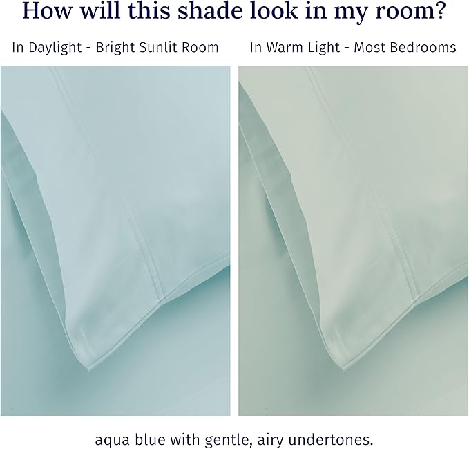CALIFORNIA DESIGN DEN Luxuriously Soft Hotel Quality 600 Thread Count, 100% Cotton Set of 2 Cases, Crisp & Cool King Size Pillow Covers Set of 2 Fits King Pillows (Seafoam)