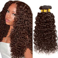 Color 4 Bundles Human Hair Brown Water Wave Bundle Niegmeag Brazilian Virgin Remy Hair 3 Bundles 22 24 26 Inch Chocolate Brown Wet and Wavy Bundle 150g