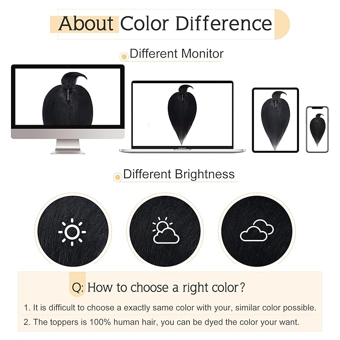 SEGO Hair Toppers for Women Real Human Hair With Bangs, 7 * 13CM Silk Base 100% Remy Human Hair Clip in Top Wiglet Hairpieces Add Volume -6 Inch Jet Black