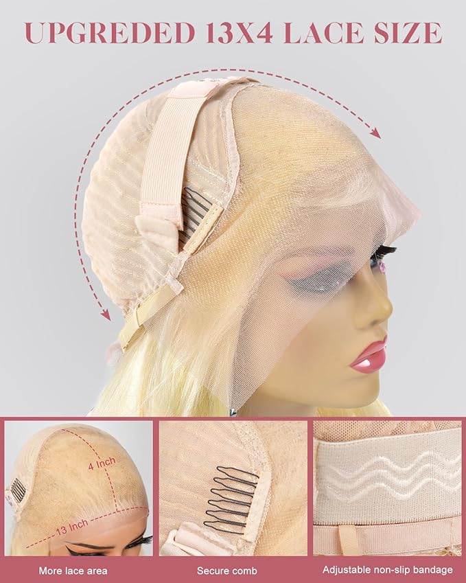 Alididi 613 Lace Front Wig Human Hair 13x4 Blonde Body Wave Hd Transparent Lace Frontal Wigs Human Hair Pre Plucked With Baby Hair 180% Density Blonde Glueless Wigs Human Hair 30 Inch