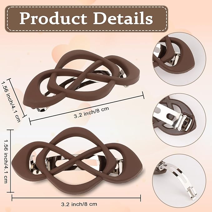 Hair Barrettes for Women 4packs Hair Clips French Barrette Khaki and Black Clip Stylish Accessories for Women Girls