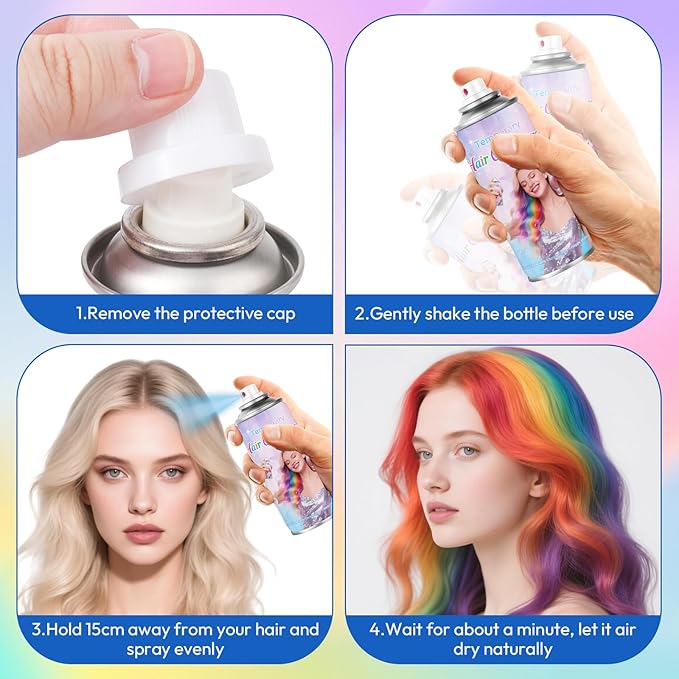 Blue Temporary Hair Color Spray - Washable & Non-Sticky Hair Dye for Halloween, Cosplay, Parties-Safe for Kids, Women & Men - Quick-Drying & Easy to Wash Out(120ml)