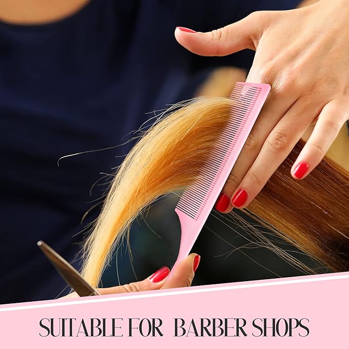 2 Pack Rat Tail Combs for Women Fine Tooth Comb Parting Tip Carbon Fiber Root Teasing Anti Static Heat Resistant Adding Volume Evening Hair Styling (Pink)