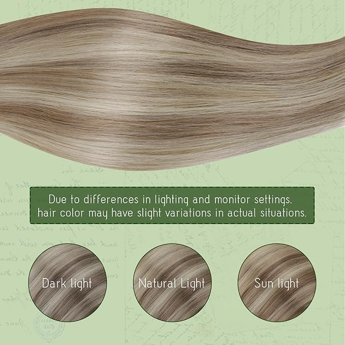 RUNATURE Clip in Hair Extensions Real Human Hair Clip in Extensions, Long Hair Extensions Clip Ins, Thick Full Head, Can Be Styled, 22 Inch 120g 7pcs #8P60 Ash Brown Highlight Platinum Blonde