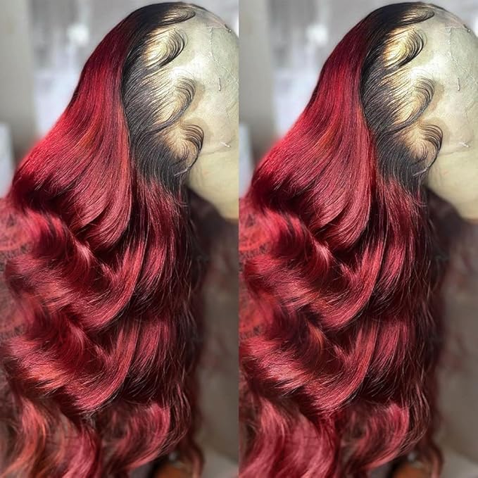 250% density 1b 99j Burgundy Lace Front Wigs Human Hair Red Burgundy Wig Human Hair 13x6 HD Body Wave Lace Front Wigs for Women burgundy ombre lace front wig human hair