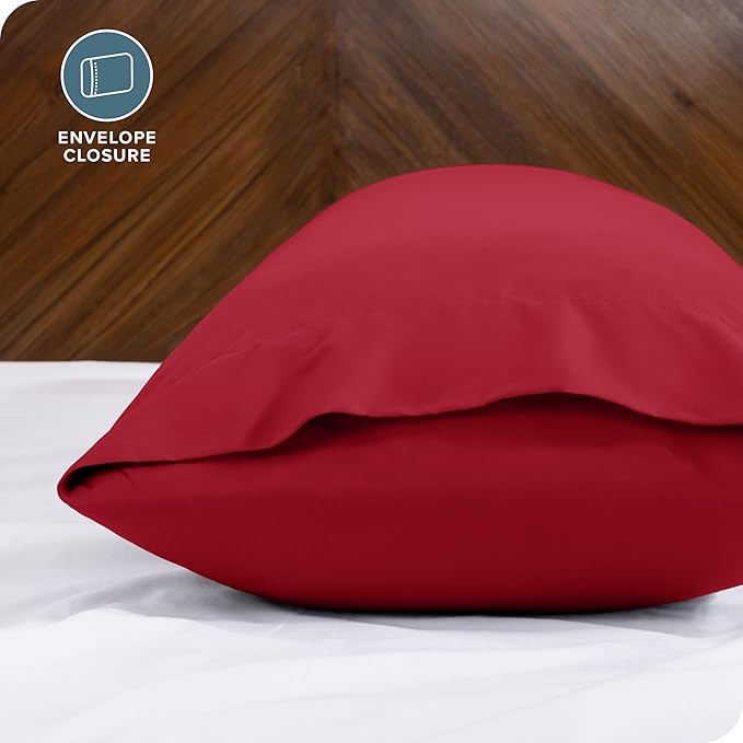 Bare Home Microfiber Body Pillow Cover - Ultra Soft & Cooling - Double Brushed - Pillowcase with Envelope Closure - Easy Care (20''x54'' Body Pillow Cover, Red)