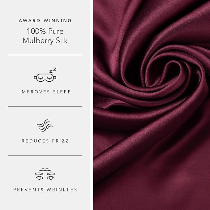 Fishers Finery 25mm 100% Pure Mulberry Silk Pillowcase (Red Queen 2 Pack)