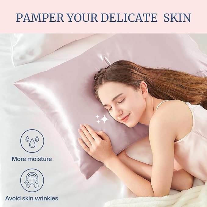 BEDELITE Satin Pillowcase for Hair and Skin, Super Soft Similar to Silk Pillow Cases 4 Pack with Envelope Closure, Cooling Pillowcases for Women Men (20"x40" King Size, Lotus Pink)