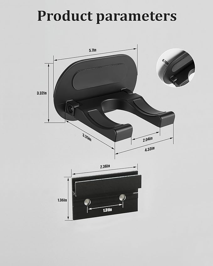 Hair Dryer Holder Wall Mounted,New Upgrade90’ Foldable design Improve space ytilization，Space Organizer for Bathroom Bedroom Washroom (Black, Aluminum Alloy)