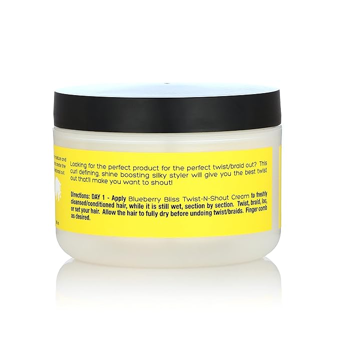 Curls Blueberry Bliss Twist-N-Shout Cream - 8 oz, for the Perfect Twist Outs and Braid Outs, for All Natural Types, Adds Sheen, Moisture, and Definition to Hair
