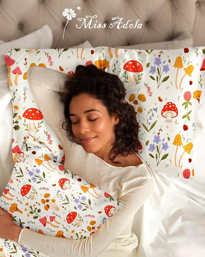 2 Pack Mulberry Silk Pillowcase for Hair and Skin - King Size 20 x 36 Inches with Hidden Zipper Flowering Plants 19 Momme Soft Sleeping Silk Pillow Case for Women, Moms
