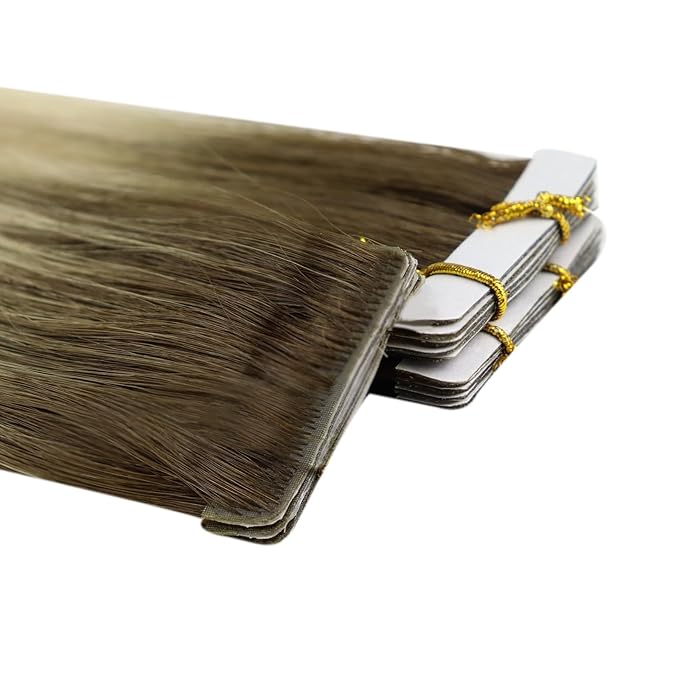 Full Shine Virgin Tape in Hair Extensions Human Hair 5Pcs Color 2/18/22 Balayage Injection Tape in Extensions 18 Inch Machine Remy Human Hair Extensions Seamless Skin Weft Tape in Hair 12.5Gram