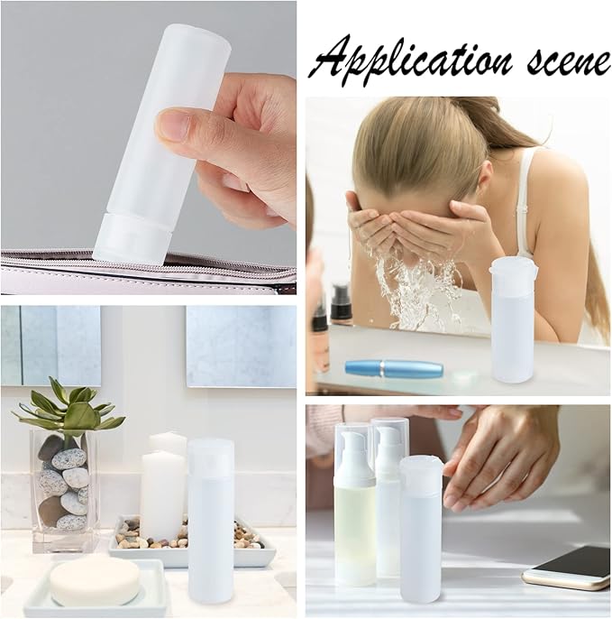 BENECREAT 8 Pack 50ml 1.7oz Clear Squeezable Plastic Sample Flip Cap Bottle Refillable Travel Containers for Makeup Cosmetic Toiletries Liquid