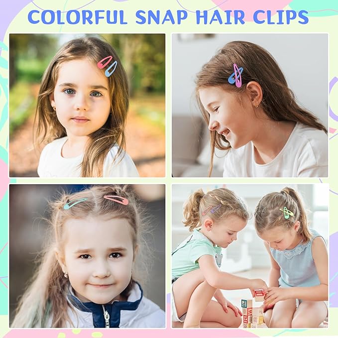 obeoby 120 Pcs 40 Colors Metal Snap Hair Clips, 2 Inch Hair Barrettes Hair Accessories for Girls Toddlers Women Birthday Valentines Day Gifts