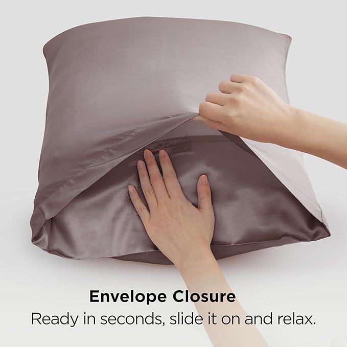 Bedsure Satin Pillowcases, Similar to Silk Pillow Cases Queen Size Set of 2, Pillow Case for Sleeping Women with Envelope Closure, Gifts for Women Men, Dusty Rose, 20x30 Inches, 2pcs