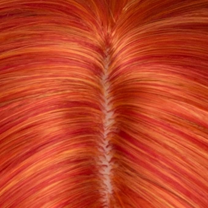 BUFASHION 14" Women Short Orange Kinky Straight Cosplay Synthetic Wigs With Air Bangs 46 Colors Available (Orange)