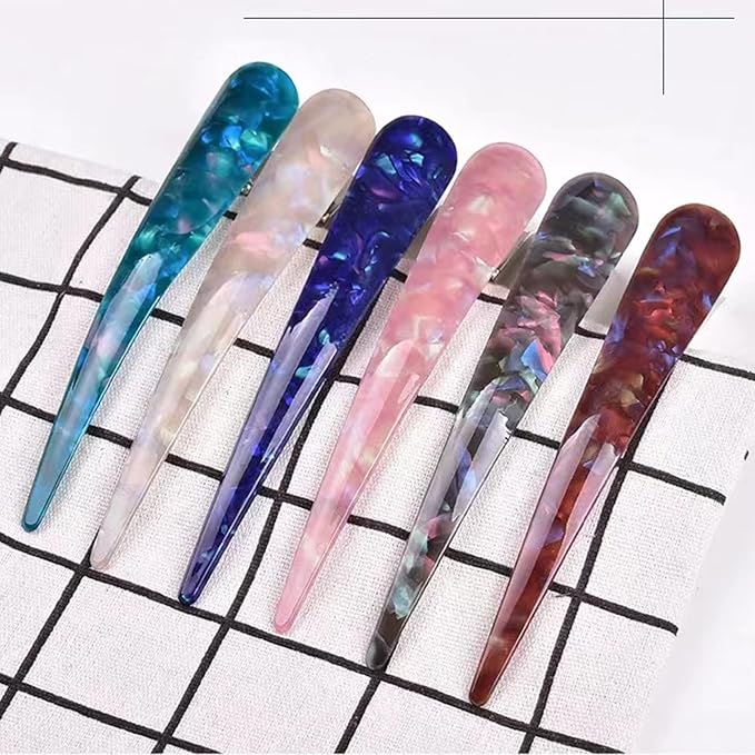Large Metal Duckbill Hair Clips for Women, 6 Pieces & 5.5 Inch Long Non-Slip French Twist Clips, Chic Alligator Clips for Styling Thick Long Hair