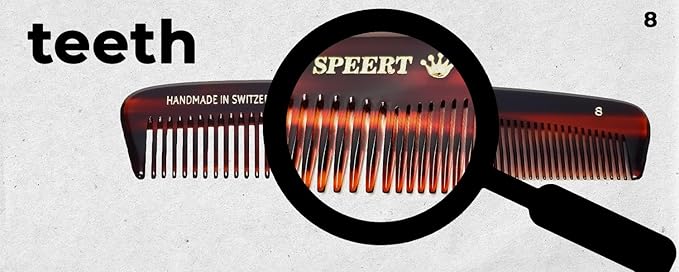 #8 Handmade Wide Narrow Tooth Comb Tortoise Havana Acetate Thick Coarse Curly Thin Fine Straight Hair Detangling Parting Grooming Teasing Styling Hairdresser Barber Hairdressing Wet Dry Pocket