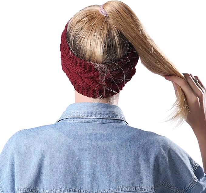 DRESHOW Knit Crochet Headband for Women Ear Warmer Soft Turban Stretch Warmer Headbands Winter Fashion Head Wrap