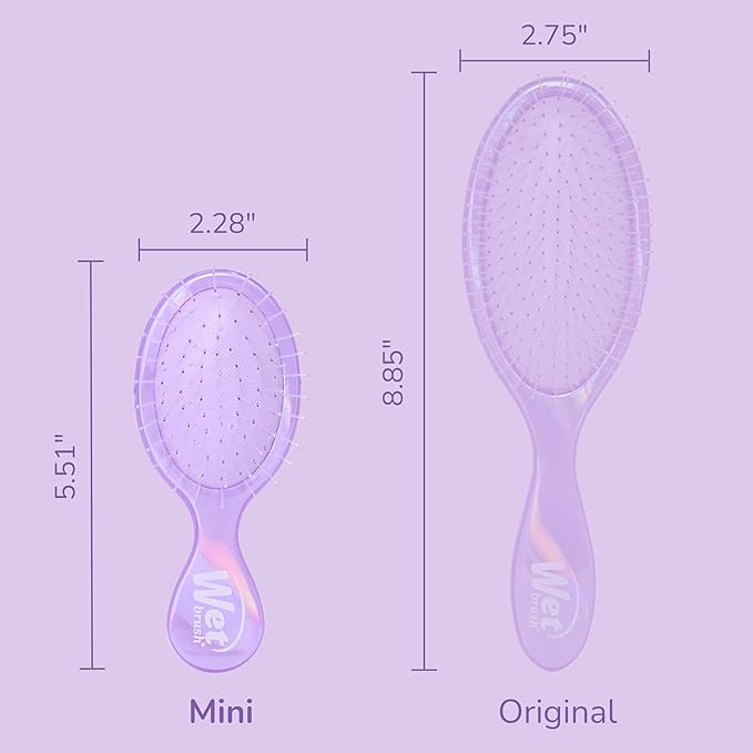 Wet Brush Mini Detangler Hair Brush for Gentle Knot Removal, Compact Travel Size, Soft Bristles for Pain-Free Detangling, Less Breakage, Works on All Hair Types, Limited Edition, Prismatic Glow Purple