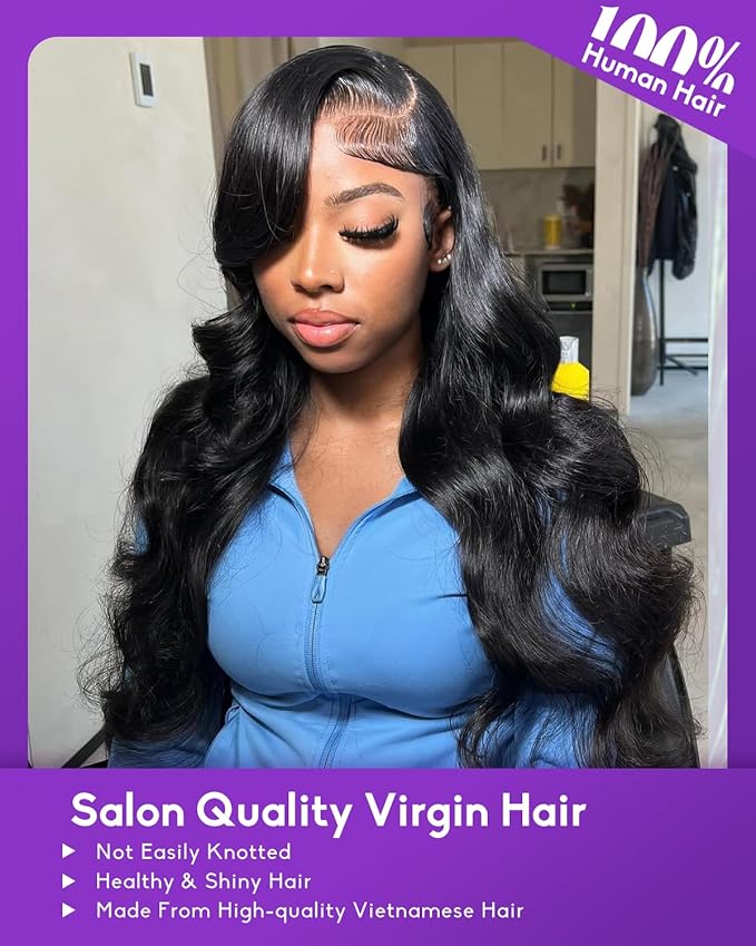13x6 Body Wave Lace Front Wigs Human Hair Pre Plucked 180 Density HD Transparent Lace Frontal Wigs Human Hair for Women Glueless Wigs No Synthetic Blend Triple Lifespan 3X 20Inch