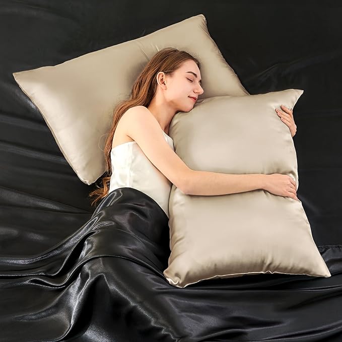 INFIIXSO Mulberry Silk Pillow Case King Size, Silk Pillowcase with Hidden Zipper 20"x36", Extraordinary Smooth and Soft Pillow Cases for Hair and Skin(Beige, 1 Pack)