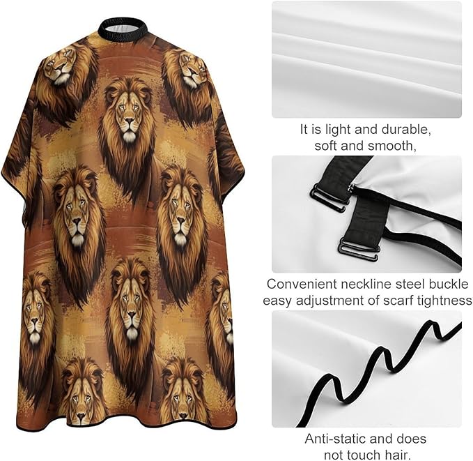 Extra Long Hair Cutting Salon Cape, Haircut Apron Lions Animal King Hair Cutting Cloak for Hair Dye