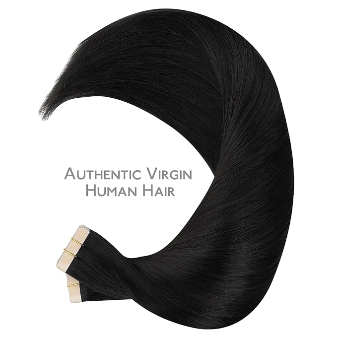 WENNALIFE Tape in Hair Extensions Human Hair, 40pcs 100g 24 inch Jet Black Hair Extensions Real Human Hair Straight Tape in Extensions Invisible Human Hair Extensions Reusable Real Hair Extensions