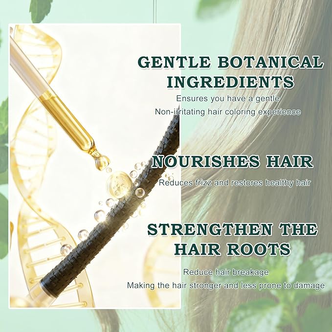 Mild Formula Long Lasting Hair Dye Set, Hair Color for Gray Coverage, Natural plant extracts, Long-Lasting Single Step Hair Dye with Nourishing Shampoo (Dark Brown)