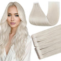 Full Shine Intact Tape Ins Human Hair Extensions Blonde Injection Tape in Hair Extensions Human Hair 18Inch Seamless Remy Skin Weft Cuticles Aligned for Women Daily Office Look 50Gram 20Pcs