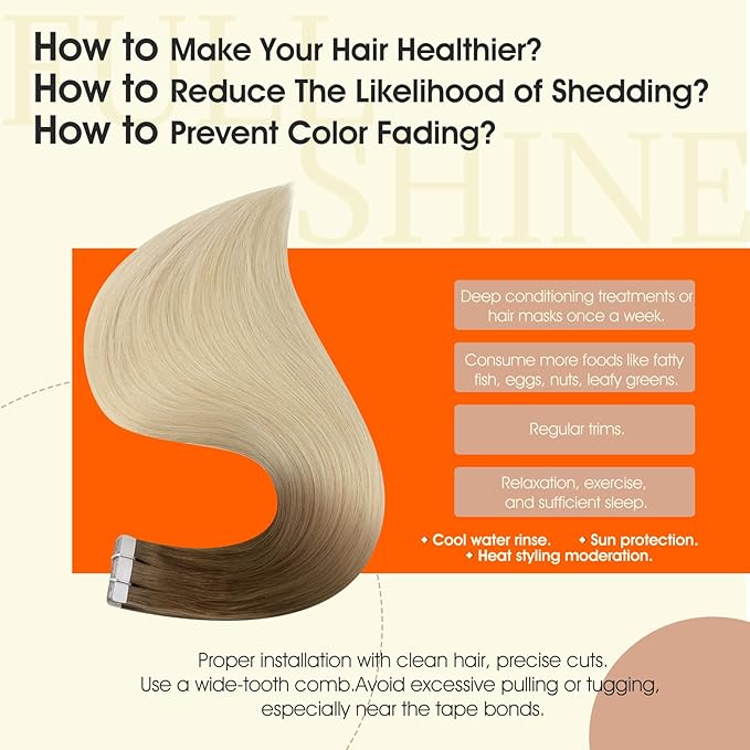 Full Shine Balayage Tape in Hair Extensions Human Hair Color 3/8/613 Brown And Blonde Tape in Extensions Remy Hair Extensions Tape ins 18Inch Seamless Invisible Straight Extension 50G 20Pcs for Women