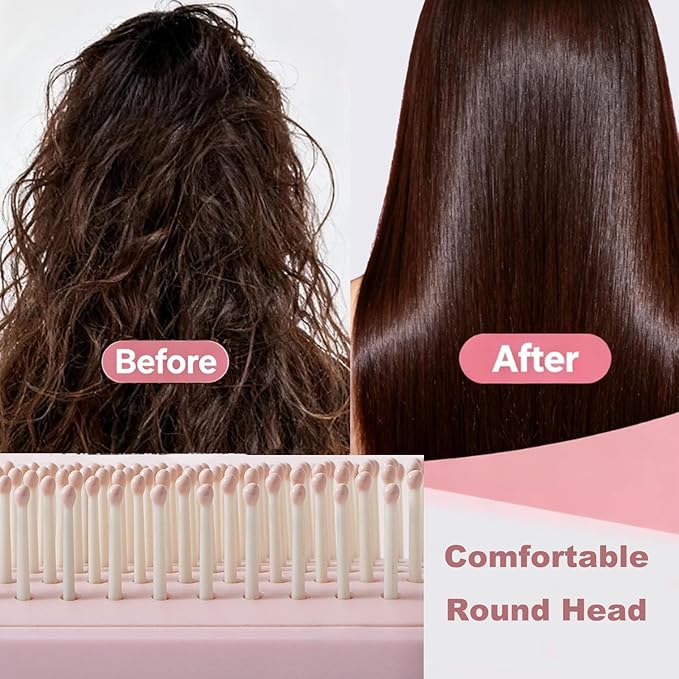 Retractable Cushion Massage Comb for Wet & Dry Hair, Anti-Static Self Cleaning Hair Brush for All Hair Types, Soft Bristles, Easy Eliminates Knots, Detangling Hairbrush for Women Men (Blue)