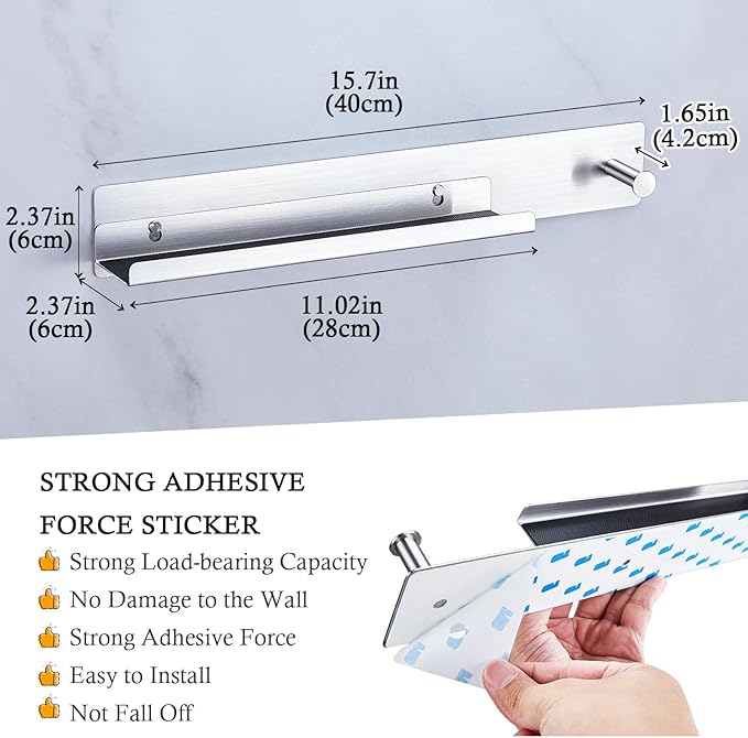 Hair Iron Holder Wall Mounted Curling Iron Holder Metal Hair Tool Organizer for Curling Wands Accessories Adhesive Hair Dryer Holder Straighteners Holder for Bathroom Barber Shops Vanity (Sliver)