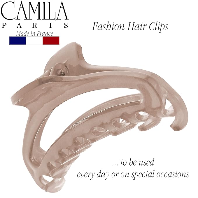 Camila Paris CP3219 French Hair Clip for Women, Medium Narrow, Open, Girls Hair Claw Clips Jaw Fashion Durable and Styling Hair Accessories for Women, Strong Hold No Slip Grip, Made in France