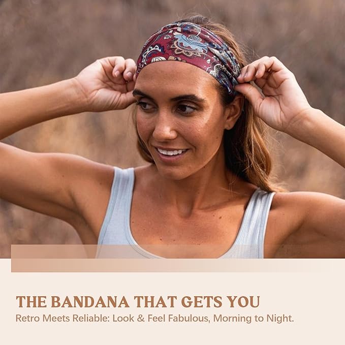 Wide Headbands for Women Knotted No Slip Head Bands Soft Turban Headband Hair Accessories Boho African Solid Color Head Wraps for Women Yoga Workout Pack of 6